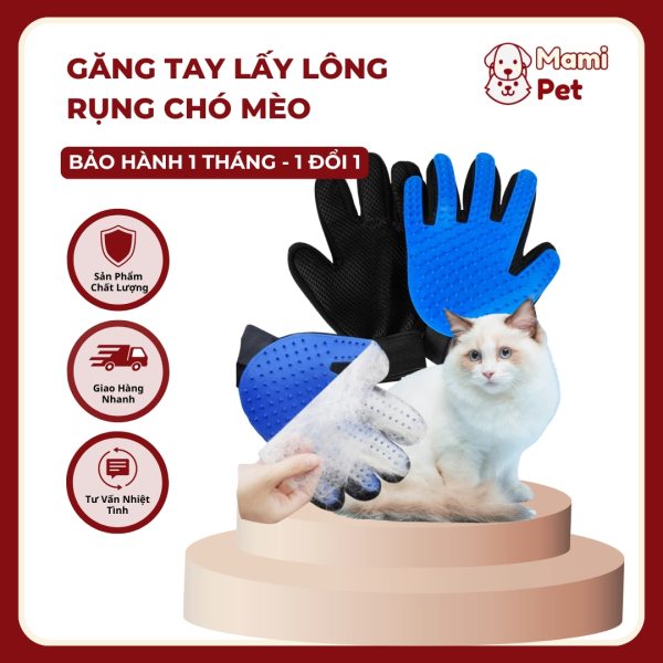 Găng Tay Lấy Lông Chó Mèo Chải Đánh Bông Lông Rụng